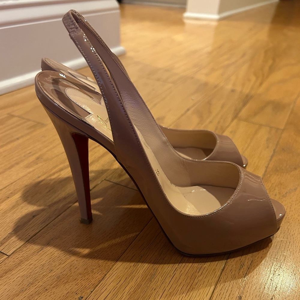 Christian Louboutin No Prive 120 Patent Nude Heels Size 37.5 - Picture 5 of 9